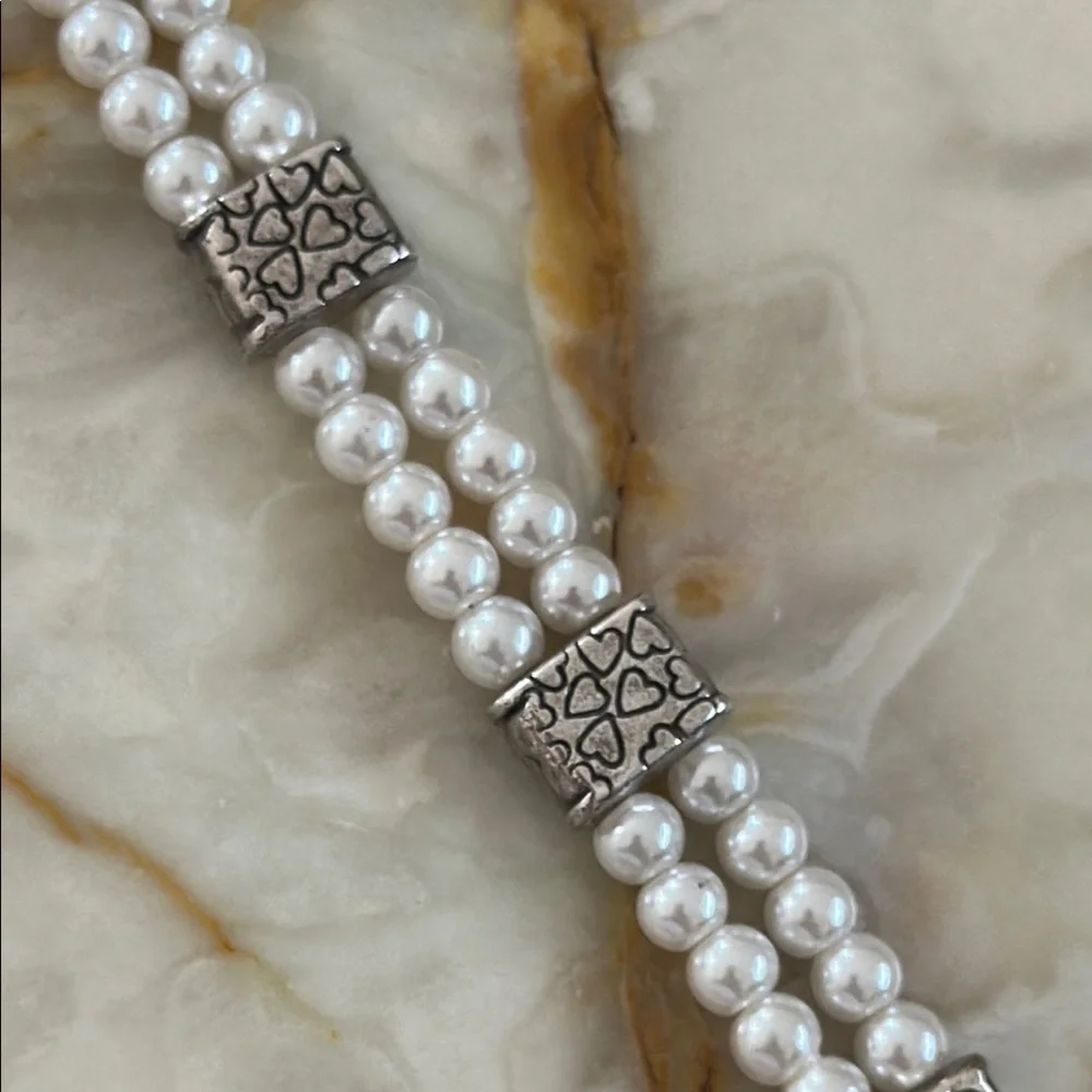 Brighton Silver and White Pearl Bracelet